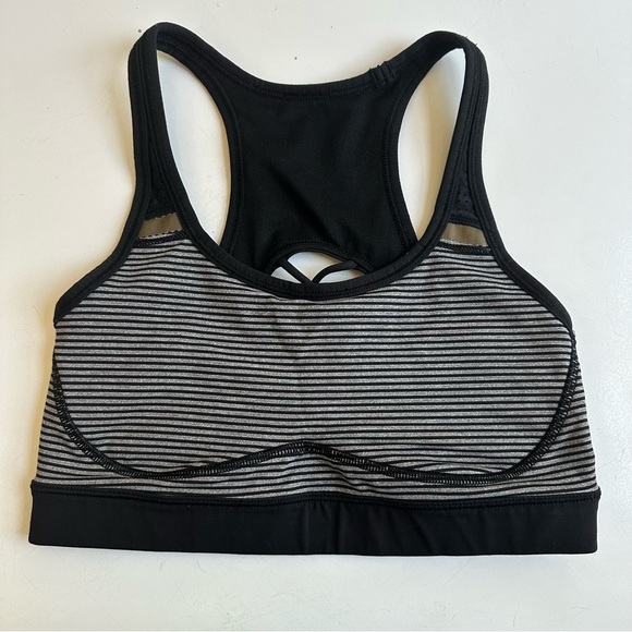 Lululemon Sweaty Or Not Sports Bra II Mini Pop Stripe Heathered Slate Black 4 - Picture 5 of 5